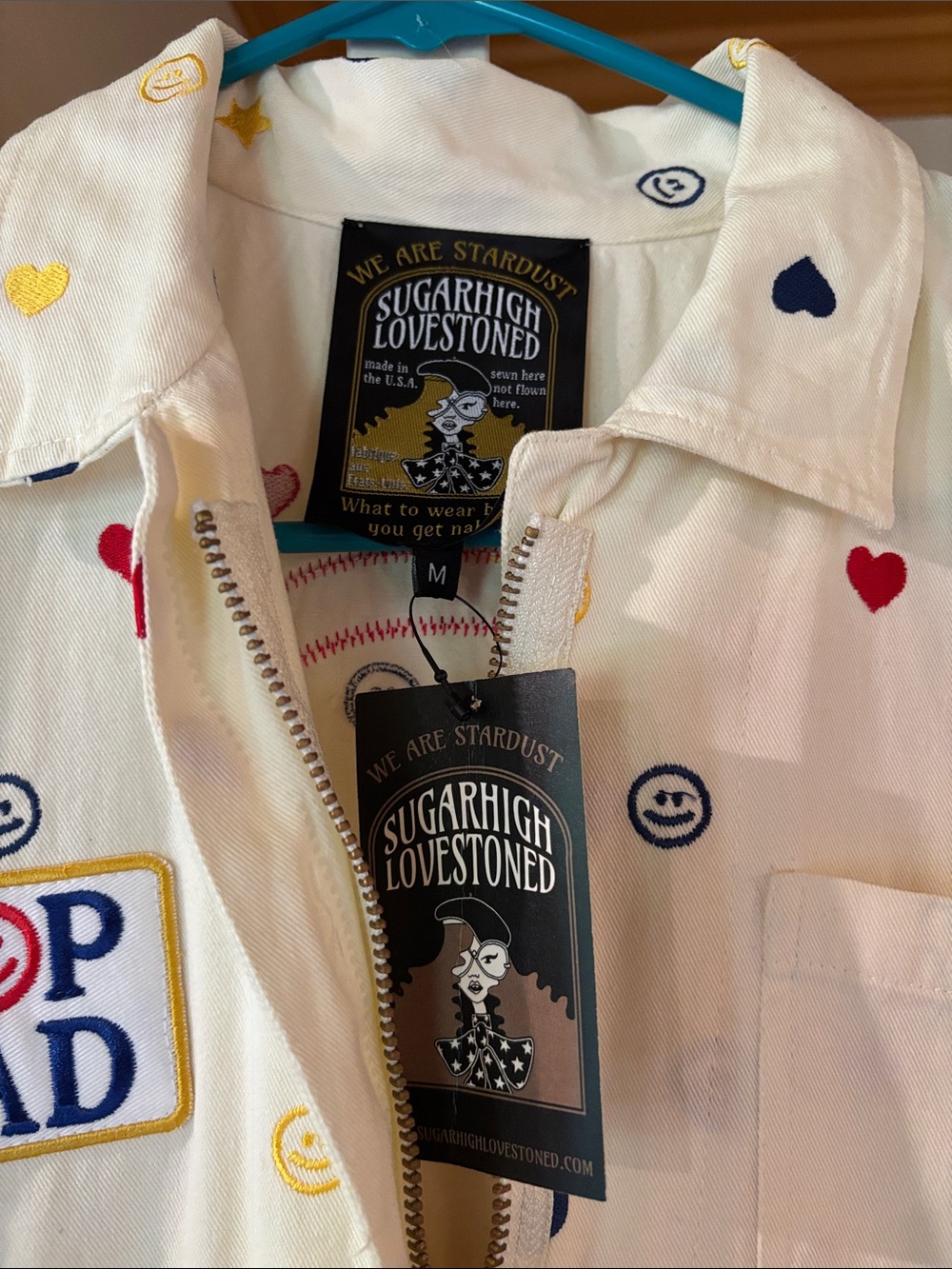 Sugarhigh Lovestoned Drop Dead Cream Star & Heart Printed Jumpsuit - Picture 2 of 11